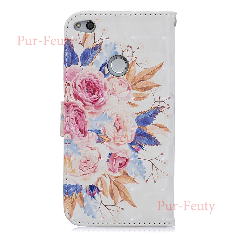 Чехол для Huawei P8Lite 2017 PRA LX1 LA1 Flip Leather Colorful Painting wallet cartoon Covers P9Lite on.