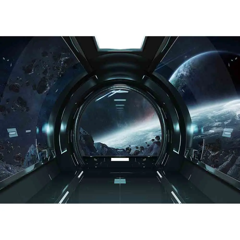 Allenjoy photophone backdrop space capsule planet rock black earth fantasy explore background photography photocall wallpapers |