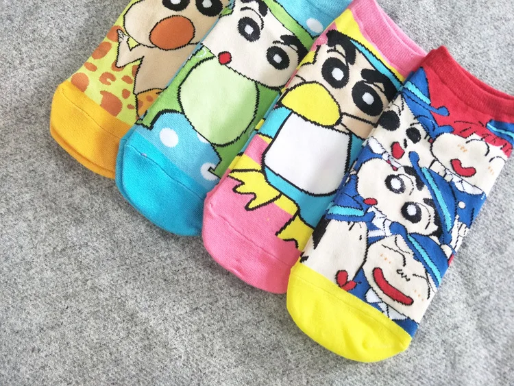 Японские Аниме Crayon Shin chan носки милые забавные персонализированные женские весенние, летние носки удобные дышащие цветные хлопковые носки