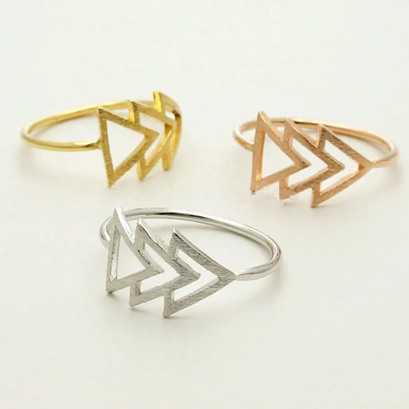 Оптовая продажа 30 шт./лот тройное треугольное кольцо серебряное золото розовое