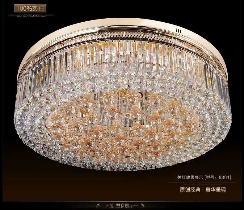 

Circular Crystal Ceiling Light For Living Room Home Dining Light Lamp Hotel Creative Retro Iron Lamp E14 Led Bulb