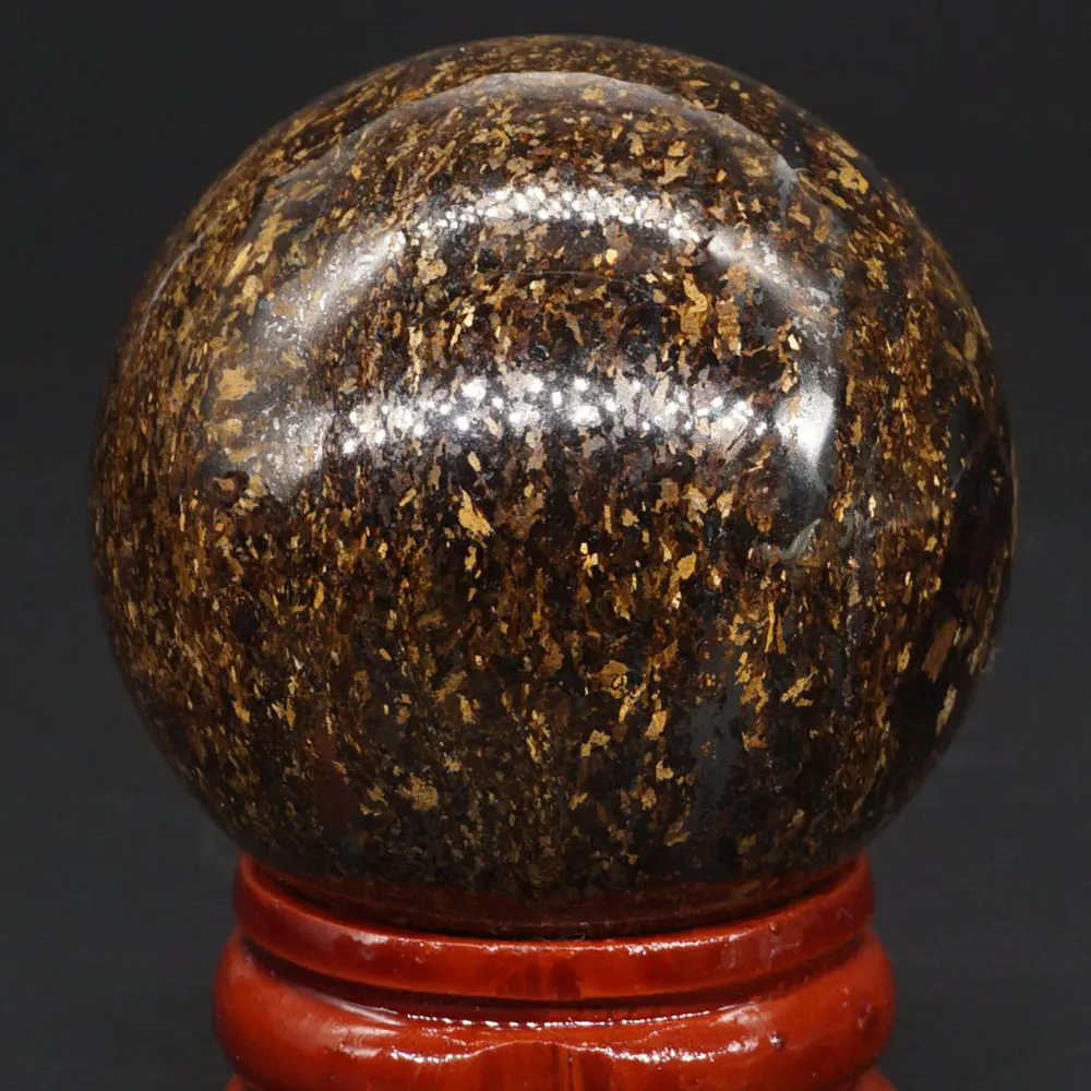 Natural Gemstone 40MM Bronzoite Sphere Crystal Ball Chakra Healing Reiki Carving Crafts With Stand