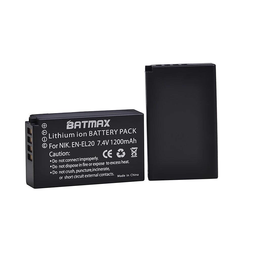 Аккумулятор для фотоаппарата Batmax 2Pcs EN-EL20 EN EL20 ENEL20 цифровой камеры Nikon EN-EL20a 1 J1 J2 J3 S1