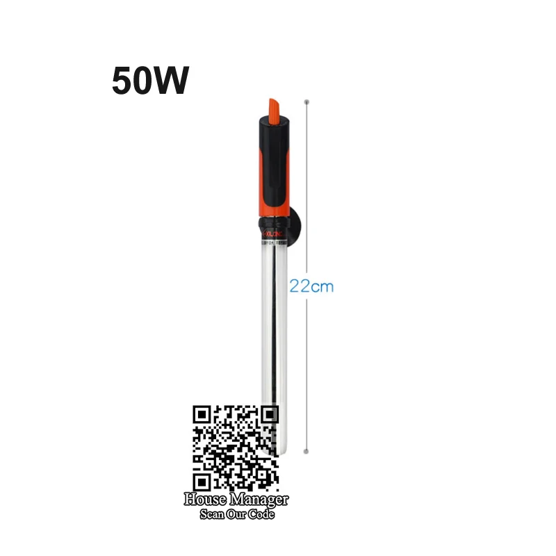 50W 22cm 50~ 500 Вт аквариумный нагреватель стержень из нержавеющей стали регулируемый 17-35градусов Цельсия для контроля температуры тепловой воды для аквариума - Цвет: 50W 22cm
