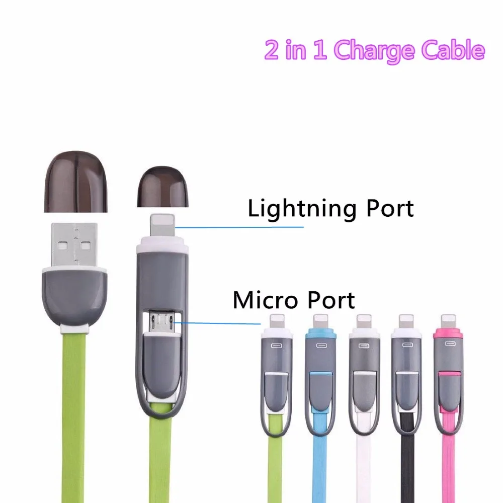 Kuyia 2 в 1 USB кабель Мобильный телефон кабели для зарядки Micro 8pin быстрой iPhone X 8 7 6s 6 Plus 5