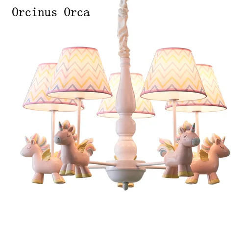 Американская креативная люстра в виде единорога светодиодная цветная лампа пони