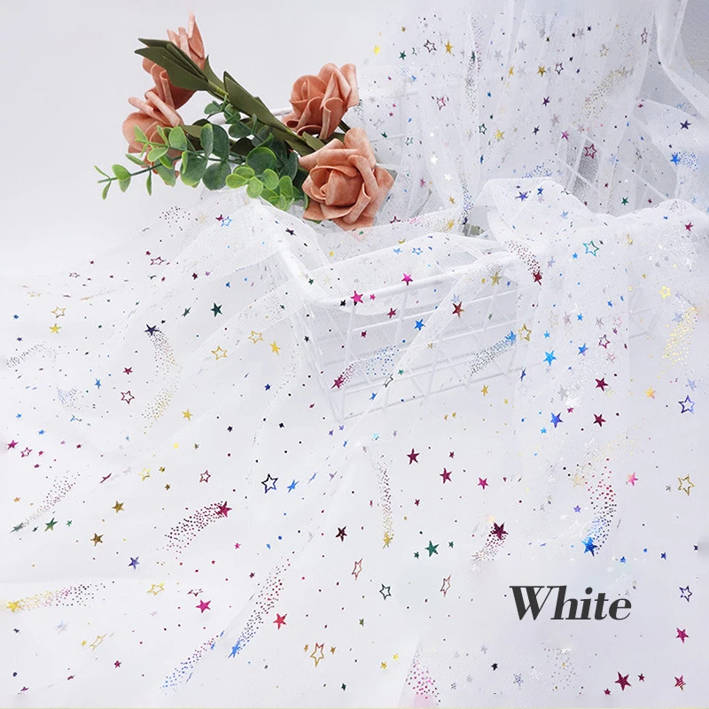 

155X100cm Tulle Mesh Fabric Glitter Sequins Soft Gauze Cloth DIY Sewing Tutu Dress Decorative Material Accessories Home Decor