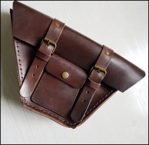 CAFE RACER Motorcycle Saddle Side Bags Genuine leather Luggage Bag Side Cruiser Tool Pouch Tail Bag Luggage Moto Universal