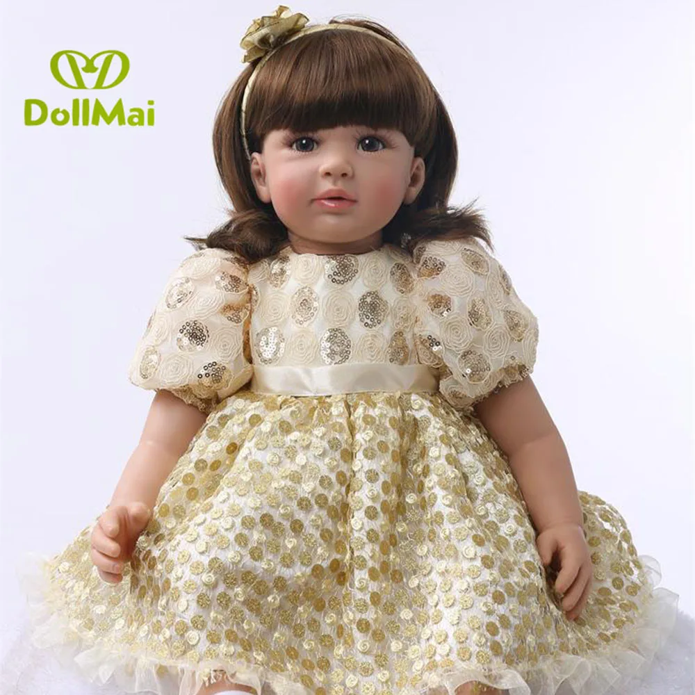 60cm Silicone Reborn Baby Doll Toys 24inch Princess Toddler bebe modeling collectible doll Brinquedos play house toys girl | Игрушки и