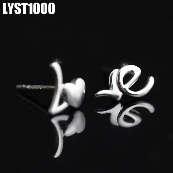 Lyst1000 ювелирные изделия 925 серебро Серьги-гвоздики для Для женщин с надписью Love