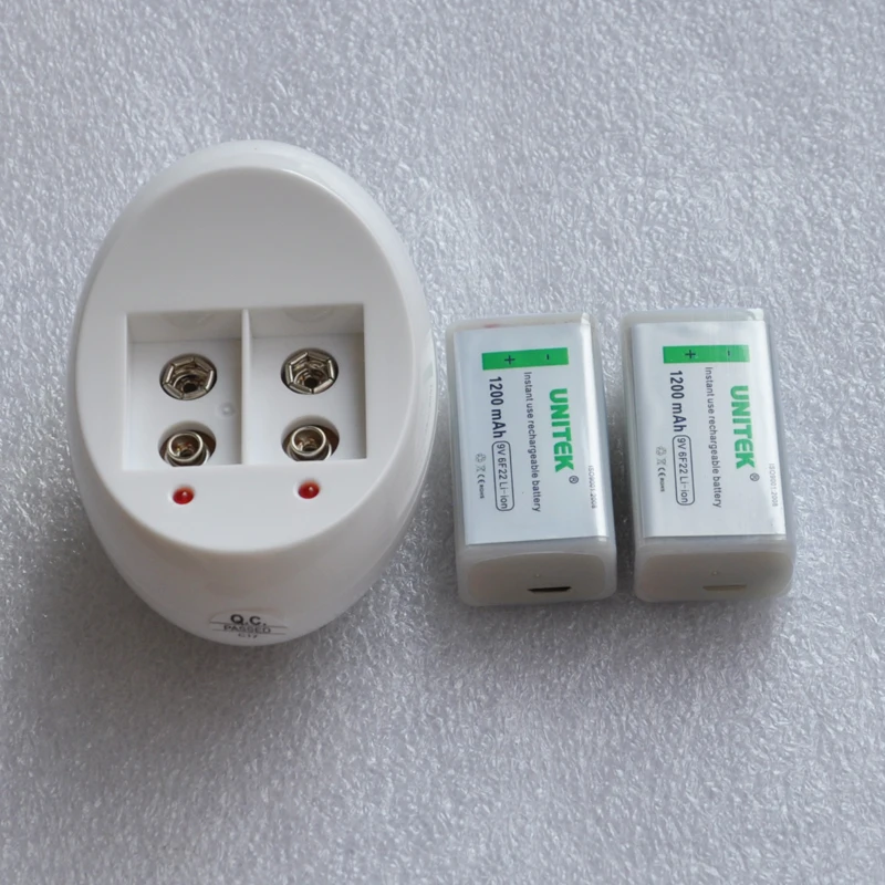 UNITEK USB 9 в перезаряжаемая батарея 1200 мАч 6F22 литий-ионный аккумулятор+ зарядное устройство для беспроводного микрофона дымовая сигнализация мультиметр