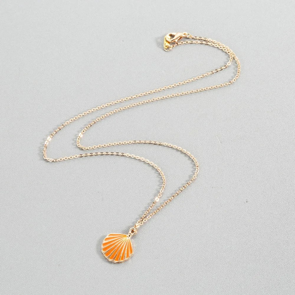 Kinitial Мода океан морская оболочка ожерелье с подвеской Золотая в виде русалки