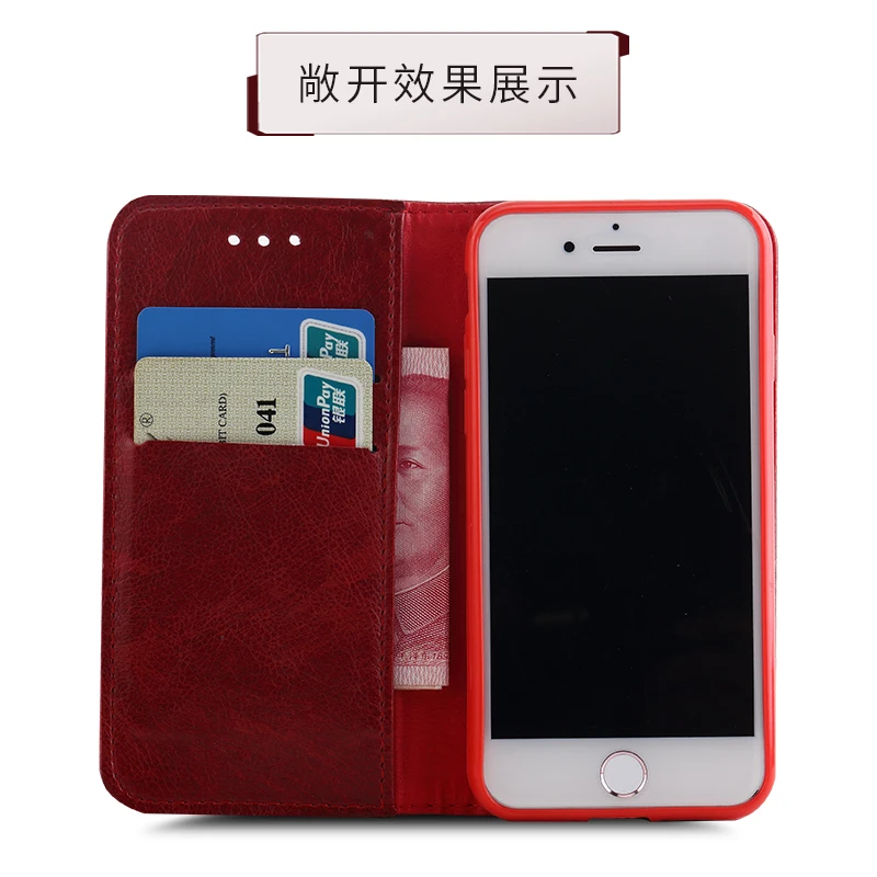 Кожаный чехол книжка с бумажником и подставкой для Apple iPhone 7 Plus 6 6S 5 дюймов