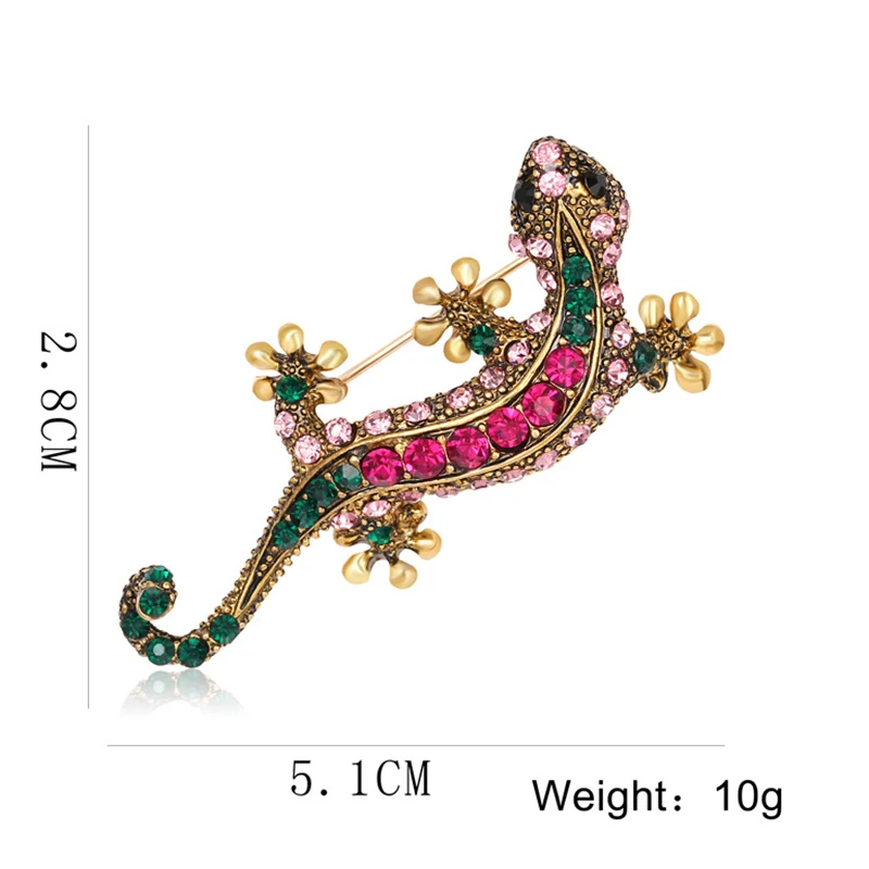Fashion Cute Colorful Animal Gecko Brooches Alloy Crystal Women Brooch Pins Badges Romantic Wedding Valentine's Day Jewelry Gift |