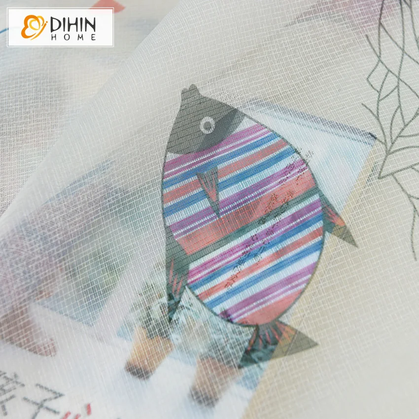 DIHIN дома 1 предмет с изображением рыбы мультфильм полный плотные Шторы s для