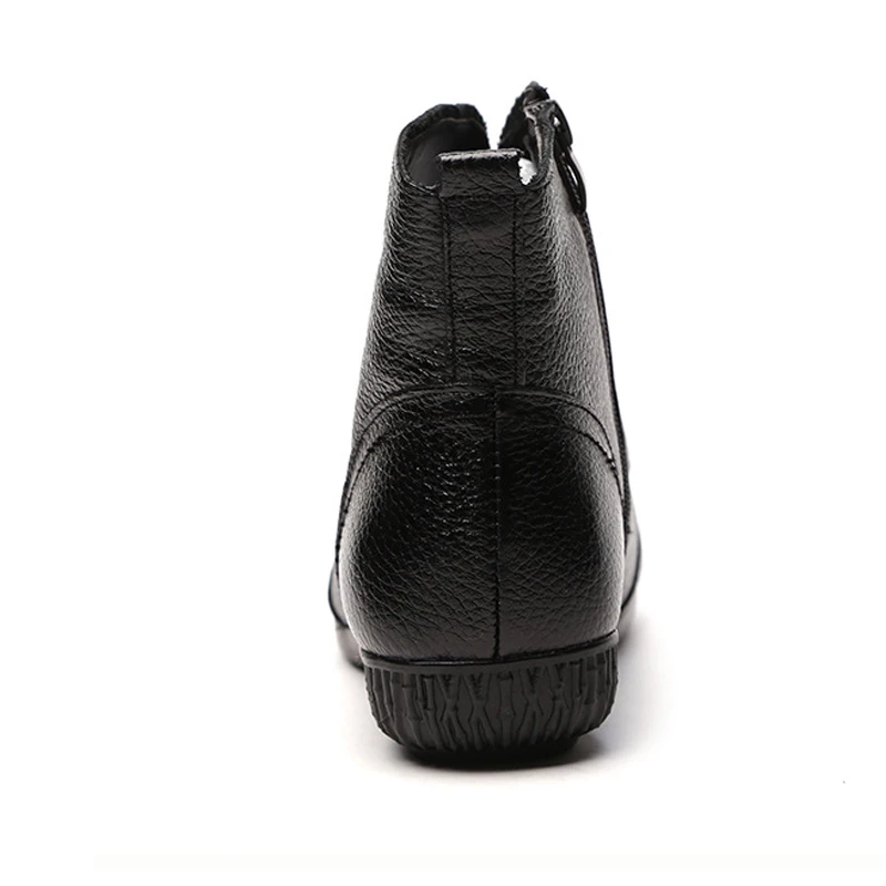 

YAERNI New Middle-Aged Genuine Leather Short Boots Women Handmade Woven Mar Boots Plus Velvet National Wind Mother Boots E347