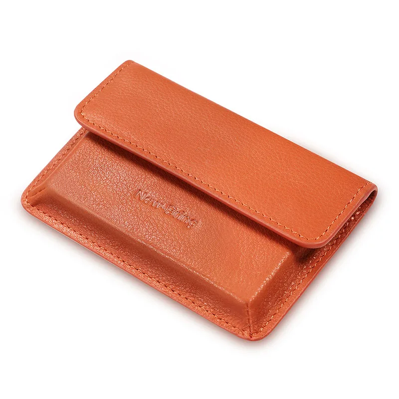 Orange NewBring, тонкий функциональный кошелек из натуральной кожи, кошелек с отделением для карт, держатель для наличных монет, передний карман для мужчин, женщин, мужчин, женщин - Цвет: Orange
