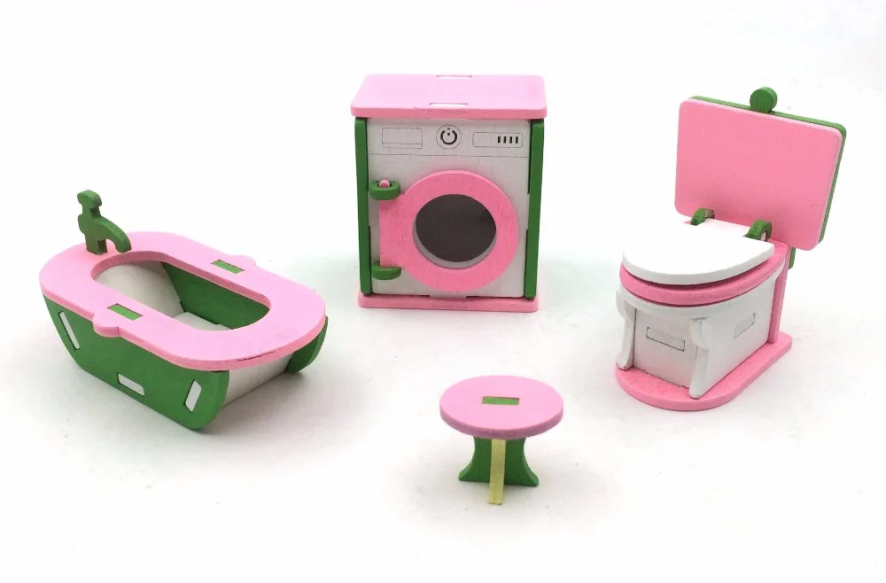 Детский деревянный игрушечный домик для кукол с стиральной машиной | Игрушки и