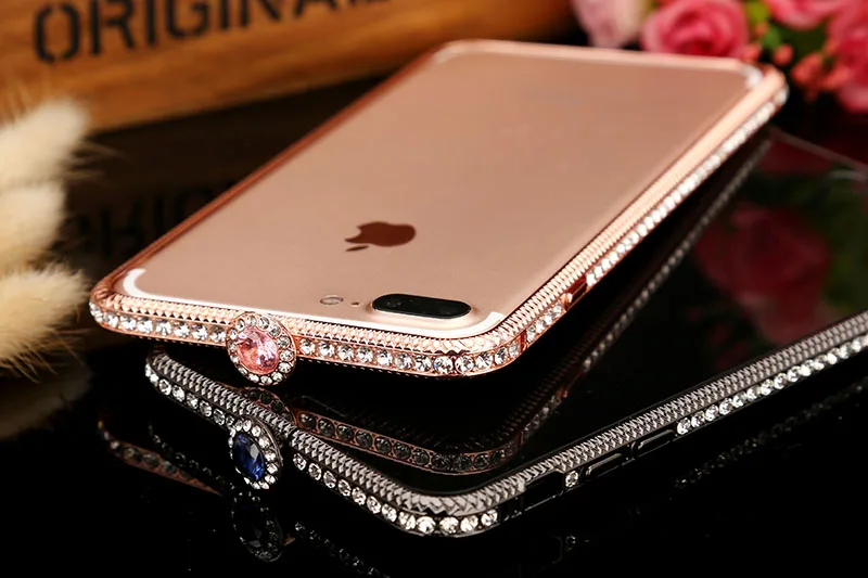 Alabasta Luxury Diamond Bumper For iPhone 6 6s 7 8 plus 8P Case Metal Rhinestone Bling Glitter Frame Back Cover Coque Capa |