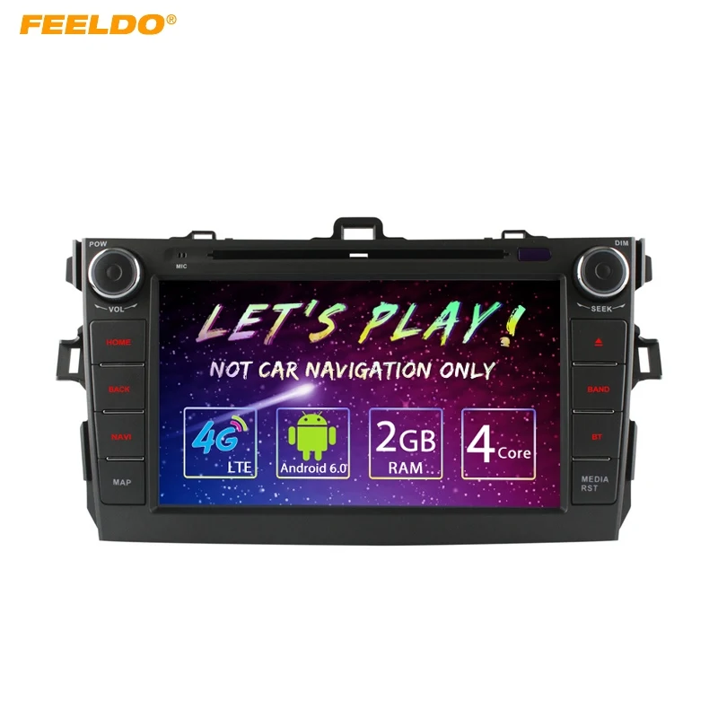 FEELDO 8 дюймов Android 6 0 (64 бит) DDR3 2G/16G/4G LTE четырехъядерный 2G/4G автомобильный DVD GPS радио
