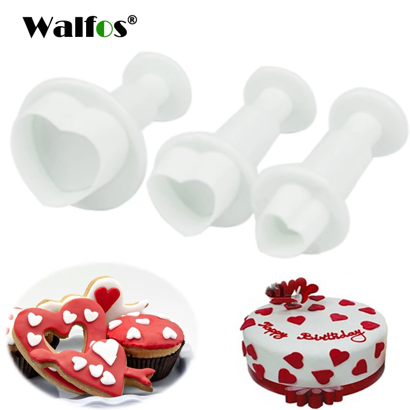 WALFOS 3 штуки помадка камедь паста кекс форма Любовь Сердце печенье Плунжер резак