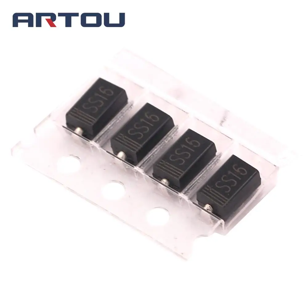 100 шт. SS16 SMD Schottky барьер Выпрямитель Диод 1A 60V DO 214AC SMA|ss16 smd|diode 1arectifier diode |