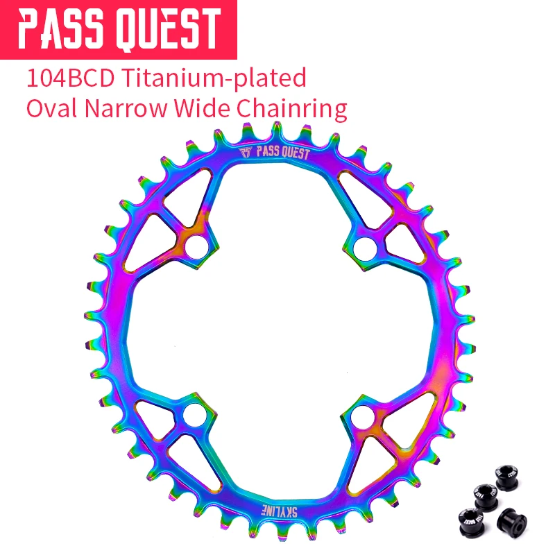 Проходное QUEST New 104BCD овальная цепь MTB с титановым покрытием узкое широкое кольцо 34T