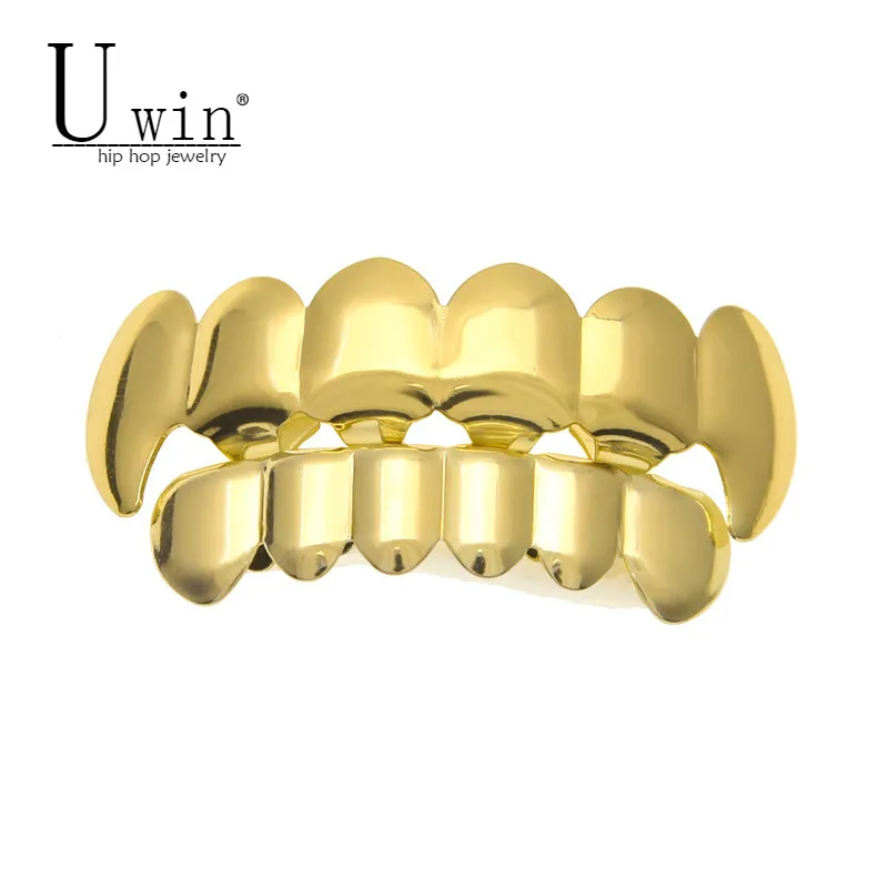 UWIN очень блестящий! Набор зубных грилей золотистого и серебристого цветов в