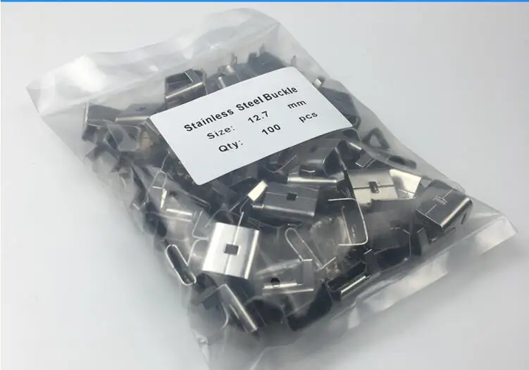

Stainless steel buckle 12.7mm Hoop L knot Metal Packing Button for Electric Power Engineering Monitor billboard fixing