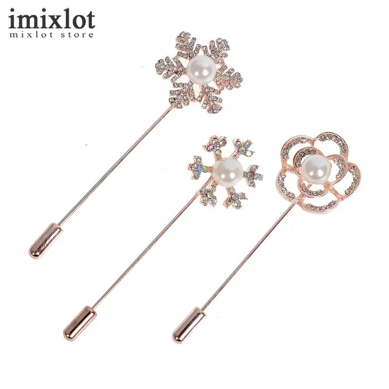 Imixlot имитация жемчуг Хрустальный цветок Брошь Pins Rhinestone Броши Для женщин мужской