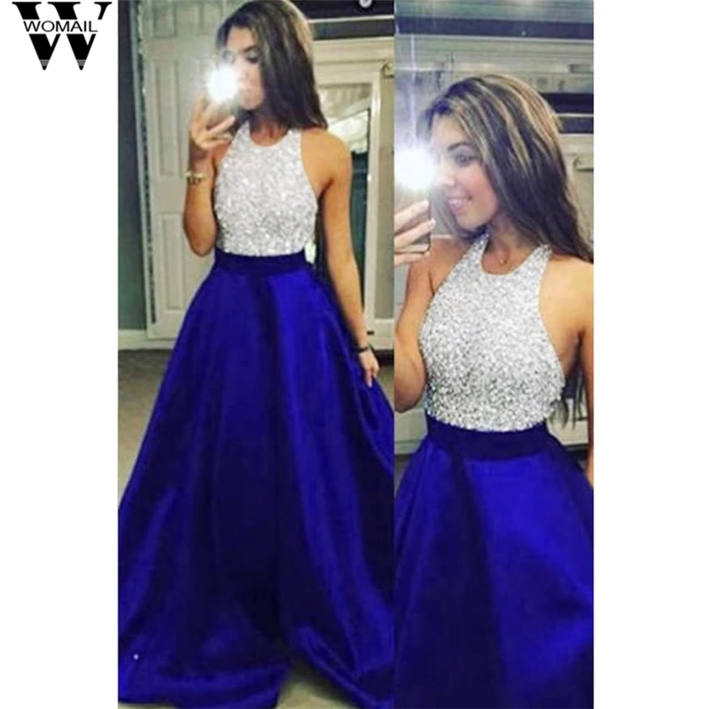 Женские Формальные вечерние бальное платье летнее с лямкой на шее Длинные платья