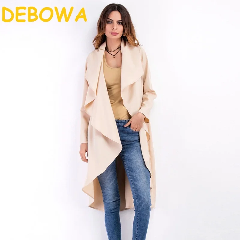 Debowa 2018 новый осенний женский длинный Тренч Верхняя одежда Офисная Леди