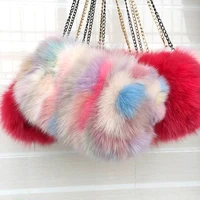 fashion designer real fox fur women messenger bag winter new women chain shoulder bag luxury fur handbag warm plush handbag