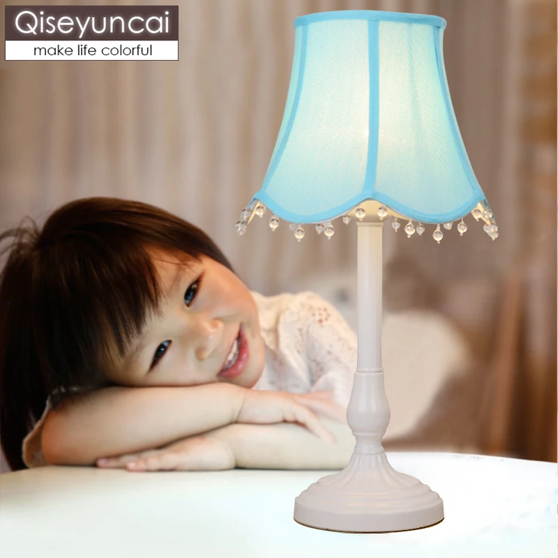 

Qiseyuncai American Garden Princess Room 6 colors Optional E27 Table lamp Modern Simple Boy Girl Bedroom Bedside Warm Lamp
