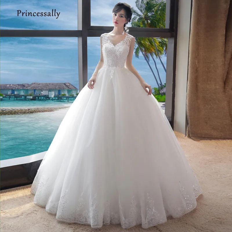 Vestido De Noiva новое простое белое свадебное платье длиной до пола с v образным вырезом