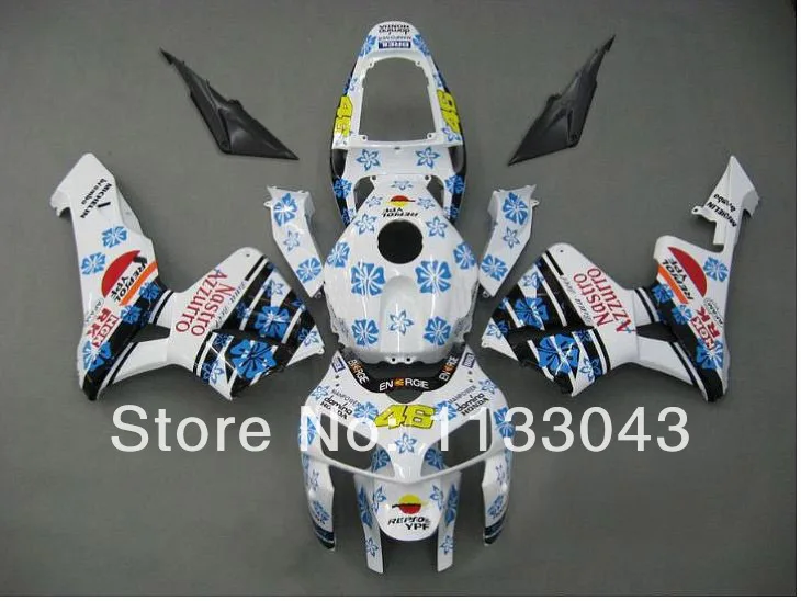 

OEM_quality Injection Blue flowers fairings for HONDA CBR600RR 05 06 F5 CBR 600 RR 2005 2006 white fairing parts #208XD+TANK