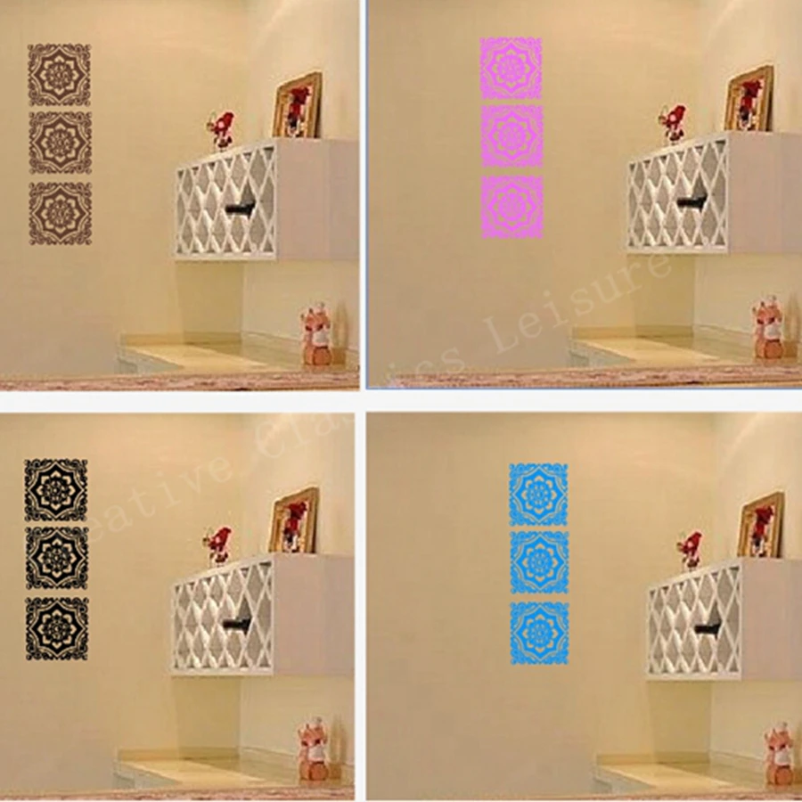 Бесплатная доставка Цветочная Дамасская Наклейка на стену мотив трио виниловая