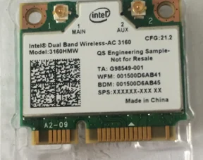 Intel Dual Band Wireless-AC 3160 3160HMW 802.11ac/a/b/g/n 433M 2, 4G/5 ,   Wi-Fi  Bluetooth 4, 0