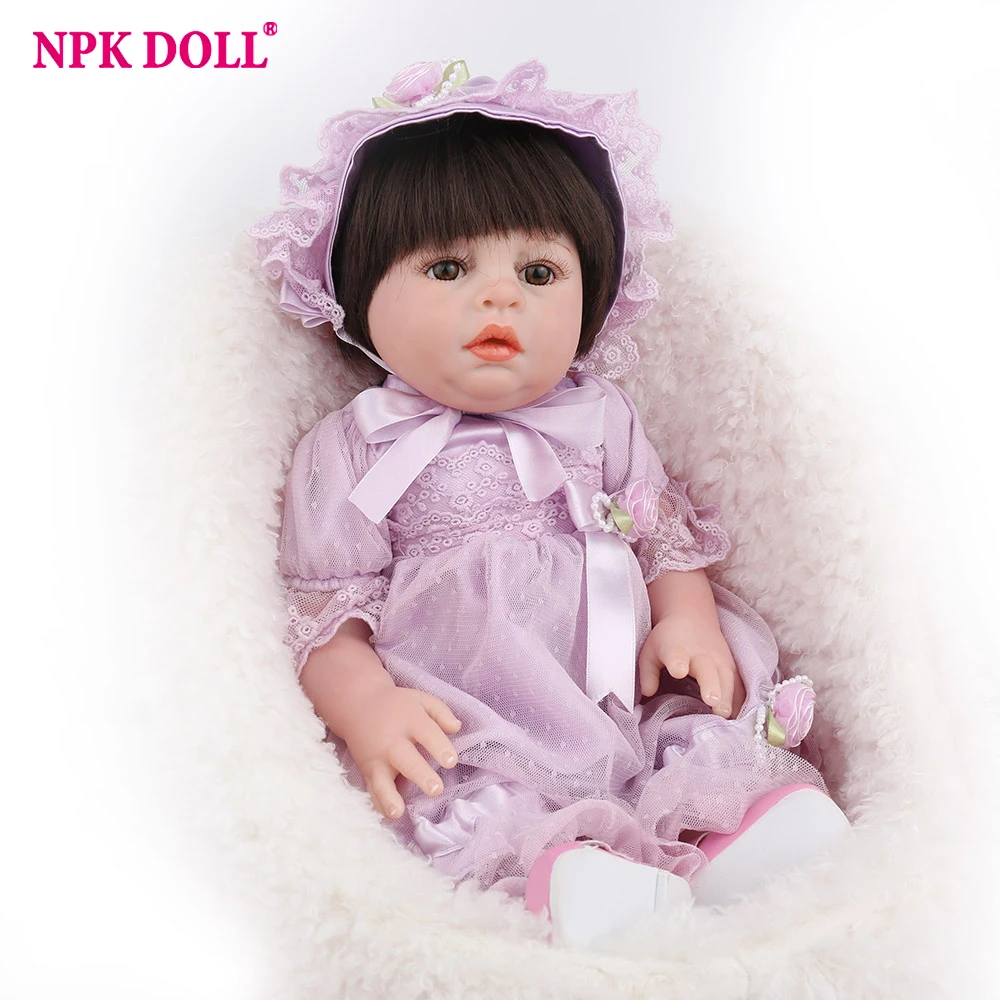 Reborn Baby Doll игрушки для девочек 47 см полностью виниловые реалистичные фиолетовые