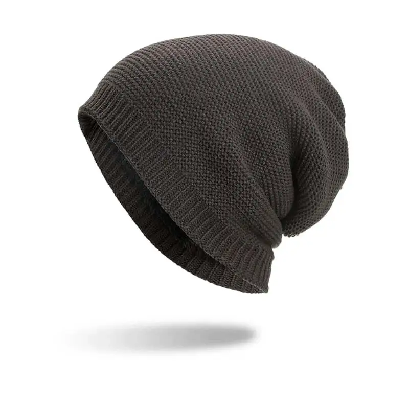 Осенне-зимняя модная однотонная шапка Skullies& Beanies, мужская вязаная шапка из шерсти и хлопка, теплая уличная Кепка s, шапки для мужчин - Цвет: ZZWM095-3