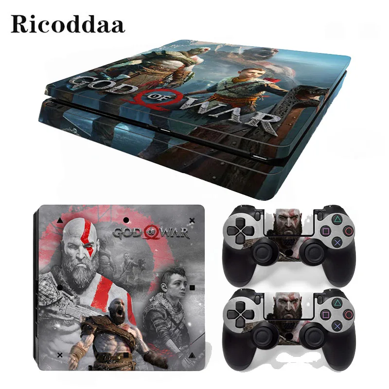 Съемный Виниловый чехол God of War для PS4 Slim + контроллер защитные наклейки Sony Playstation 4