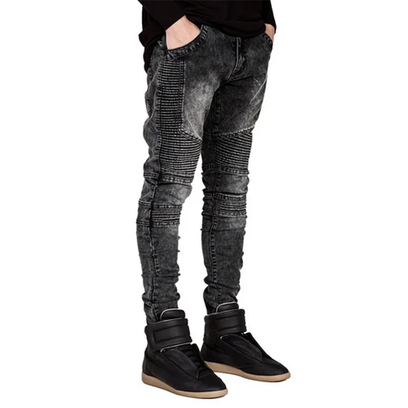 

Men Jeans Runway Slim Racer Biker Jeans Fashion Hiphop Skinny Jeans For Men