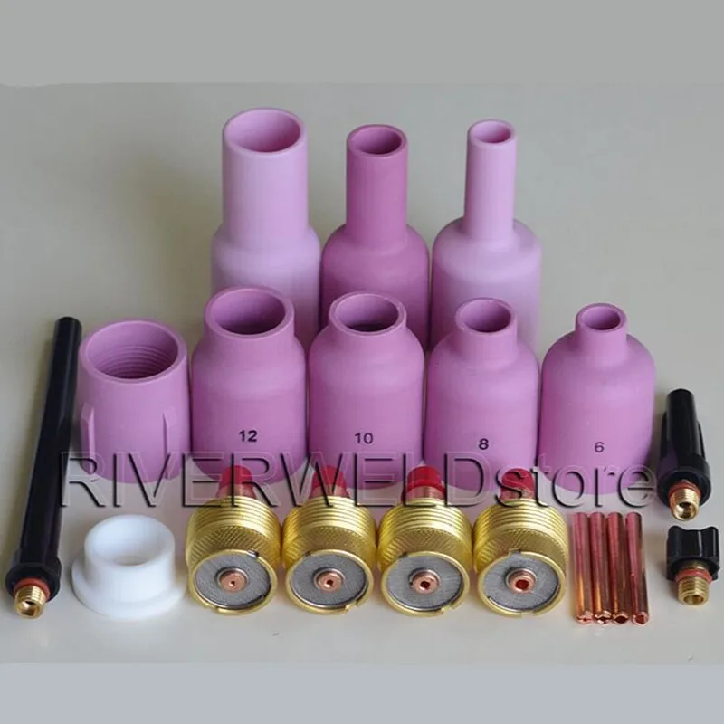 TIG KIT Gas Lens Back Cap Collet Body Consumables Accessories Fit TIG Welding Torch SR WP9 20 25, 20pcs