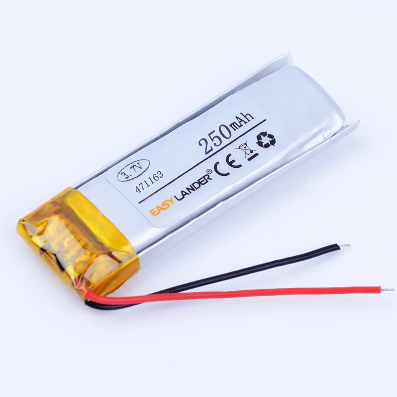 

10pcs/Lot 471163 3.7V 250mAh Rechargeable Lithium Li Polymer Li-ion Battery For Bluetooth Headset Mp3 MP4 DVR GPS PSP PDA tools