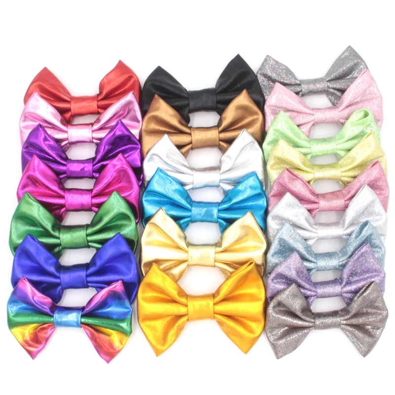 10 шт./лот 4 ''Блестящий металлический спутанный бант для волос без/с зажимом