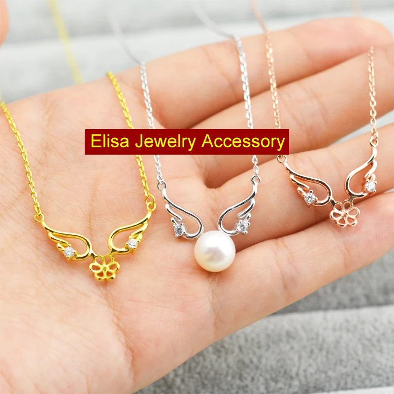 Angel Wings Pendant Chain Accessory S925 Sterling Silver Necklace Components Silver/Gold/Rose Gold Color 3Pieces/Lot | Украшения и