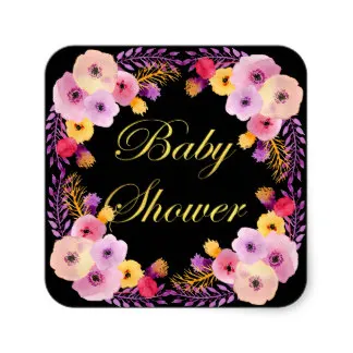 3 8 см милый акварель венок черный золотой детский душ квадратный стикер | Дом и