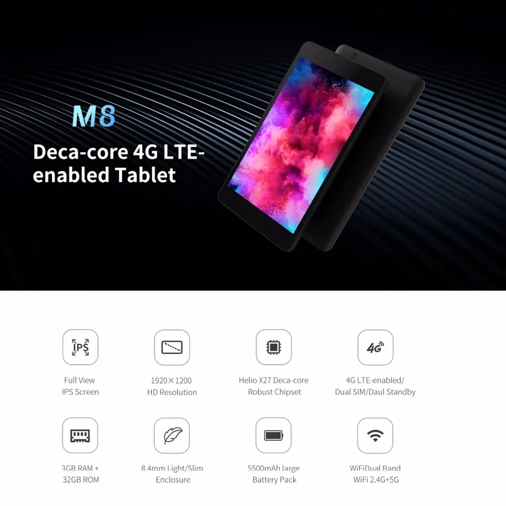 8 дюймов ALLDOCUBE M8 MT6797X Helio X27 Deca Core 4G телефонный звонок планшетный ПК 1920*1200 Android 8,0 3 Гб ram 32 Гб rom Две sim-карты gps OTG