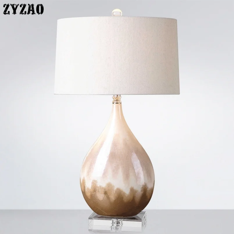 

American Pearl Glazed Ceramic Textile Table Lamp Modern Luxury Designer Table Light Model Room Living Room Bedside Led Desk Lamp