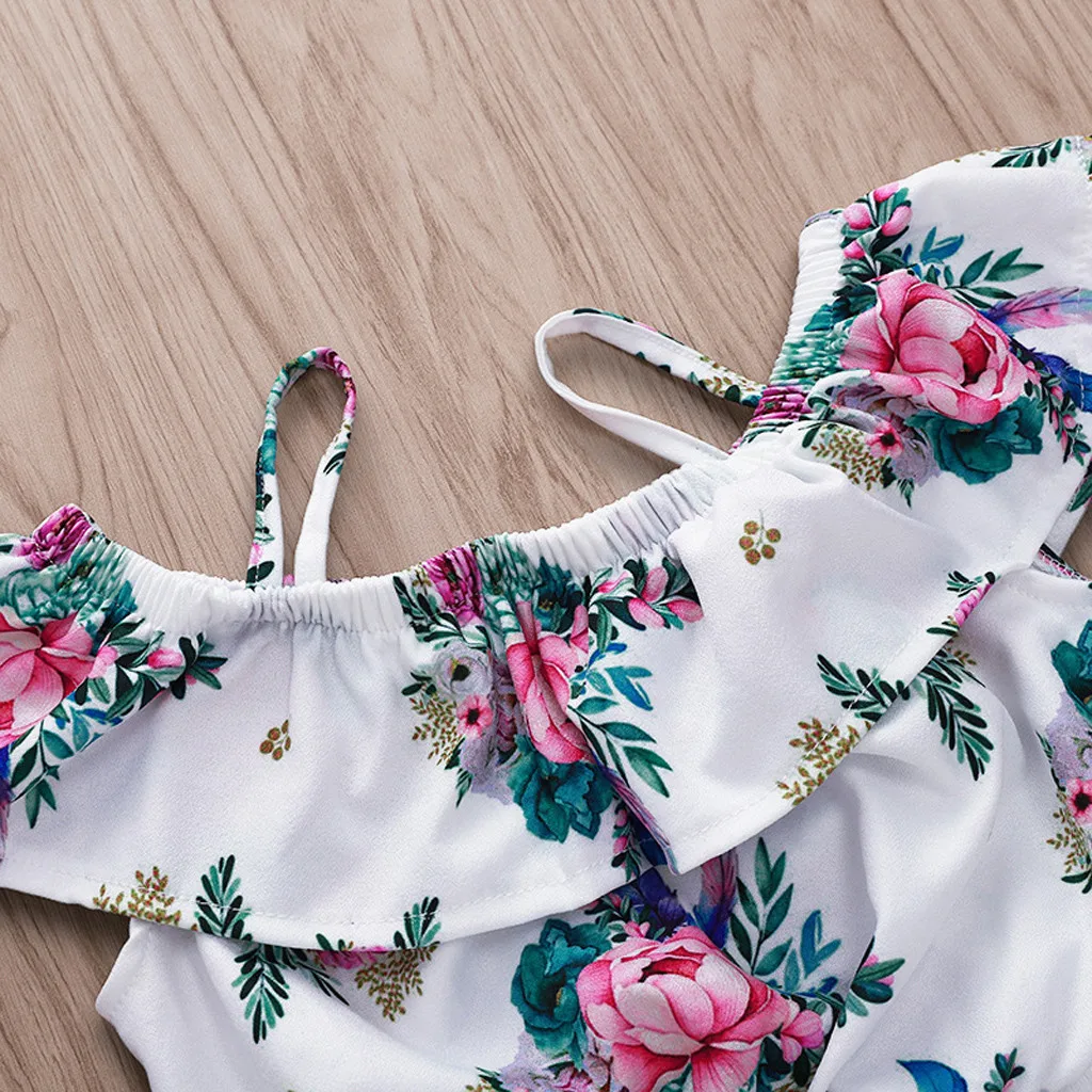 Топы с оборками и цветочным принтом для маленьких девочек шорты комплекты одежды